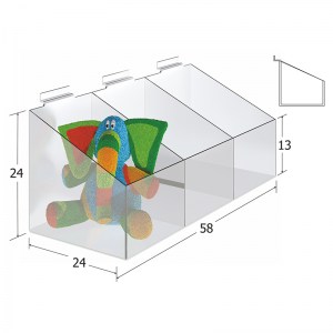 Δοχείο 3 θηκών 58x24x13cm slat - plexiglass